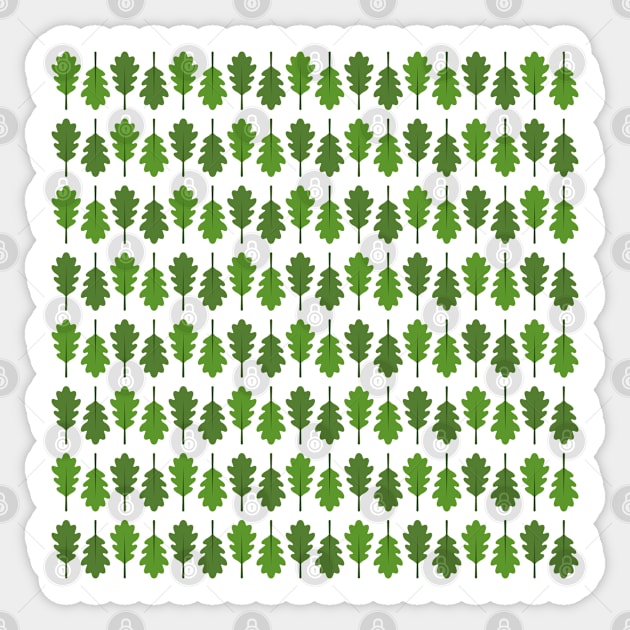 Oak Leaves Pattern (Green) Sticker by John Uttley